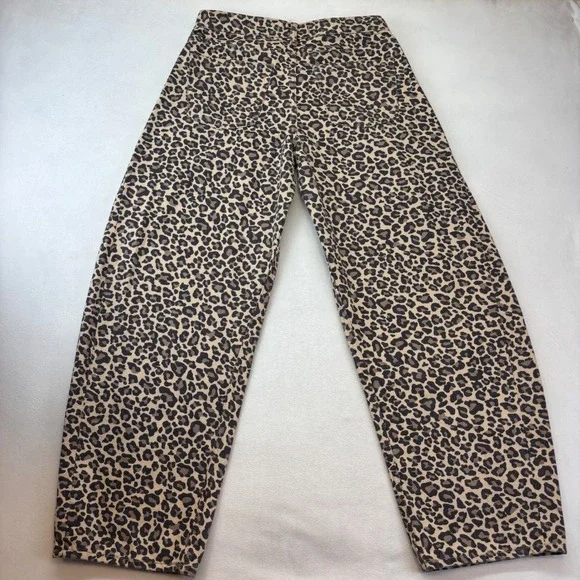 Abercrombie & Fitch The Barrel Jean Mid Rise Leopard Print Denim 26 Regular New - Picture 13 of 13